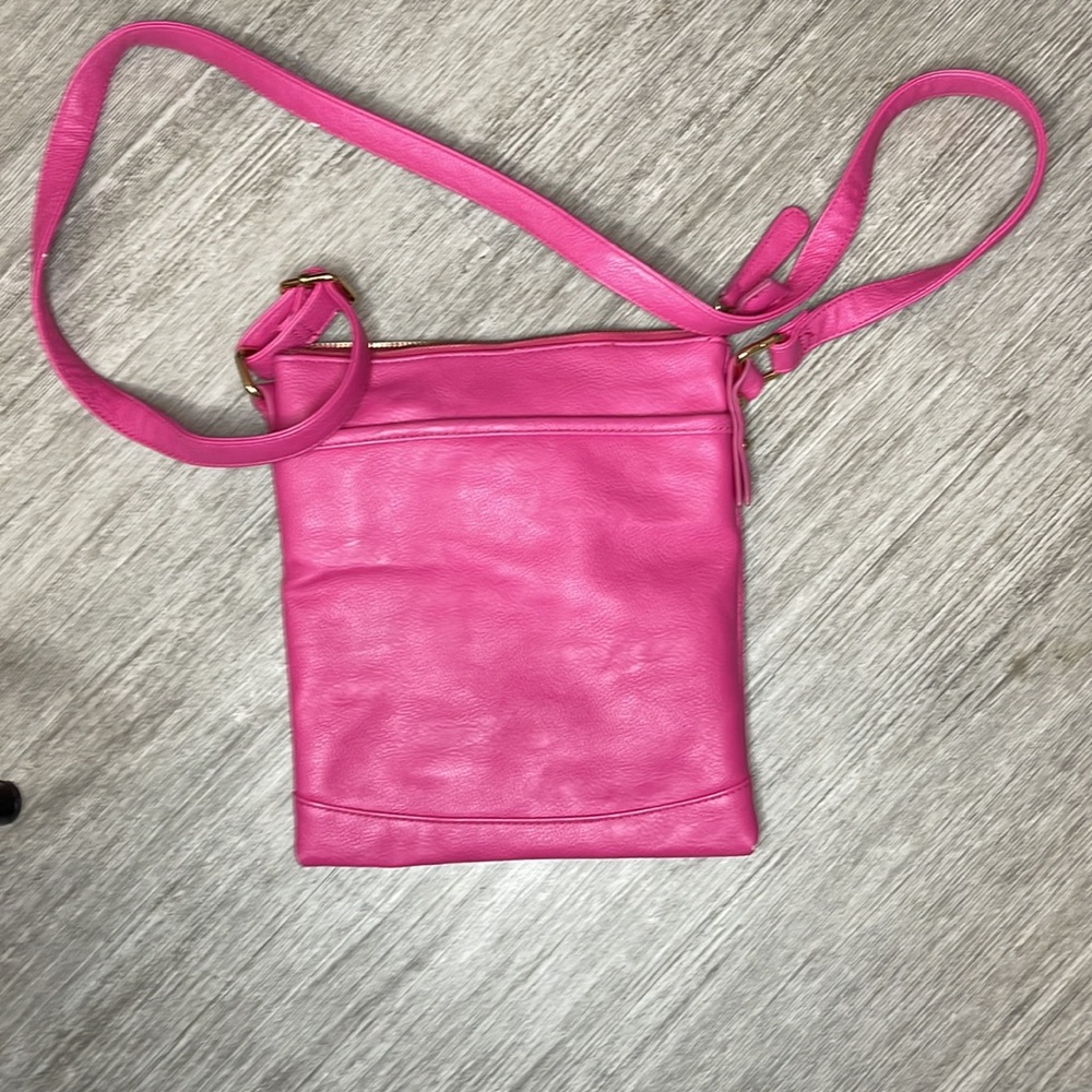 Hot Pink Crossbody Bag 10.5” x 8” long Strap 24” long